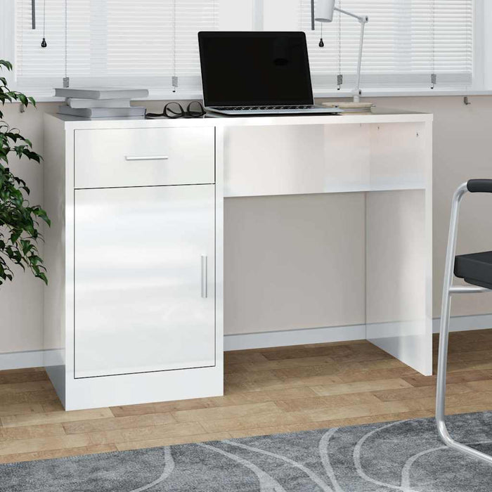 vidaXL Escritorio con cajón y armario contrachapada 100x40x73 cm