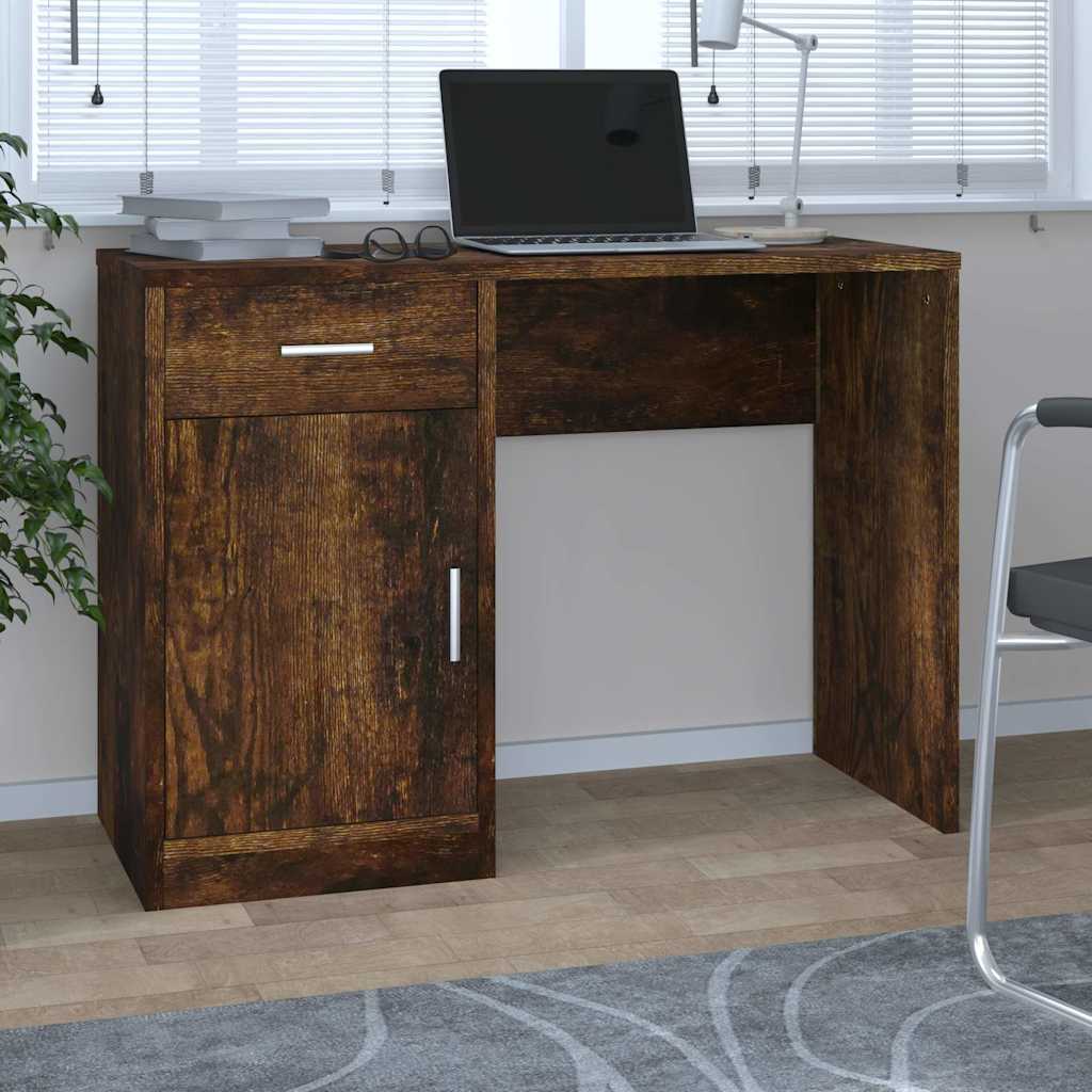 vidaXL Escritorio con cajón y armario contrachapada 100x40x73 cm