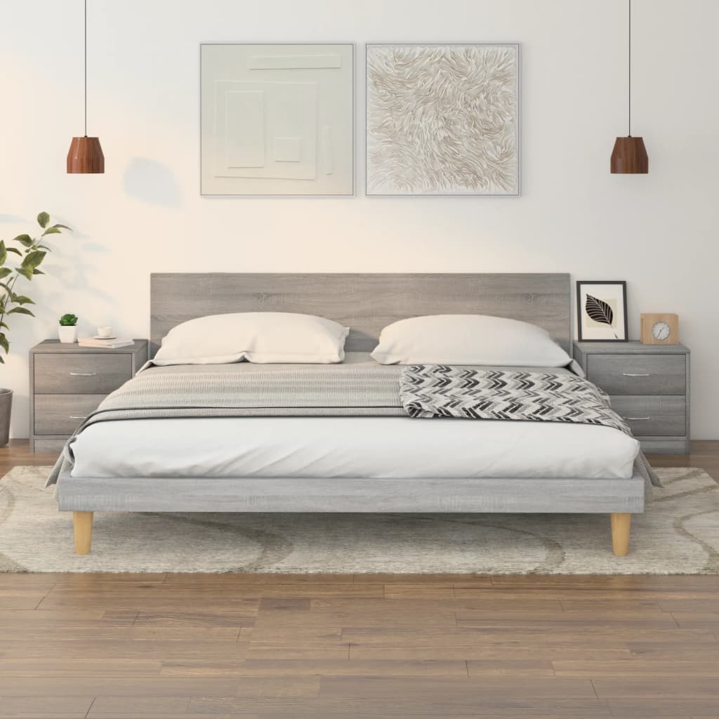 vidaXL Mesitas de noche 2 uds madera ingeniería gris Sonoma 40x30x40cm