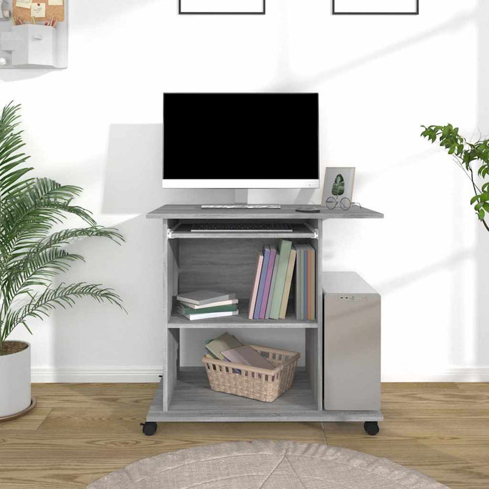 vidaXL Escritorio de madera contrachapada gris Sonoma 80x50x75 cm