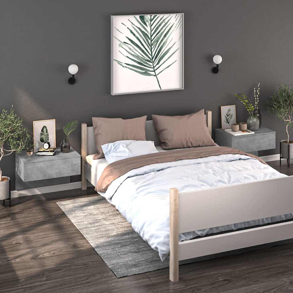 vidaXL Mesitas de noche de pared 2 uds color gris hormigón