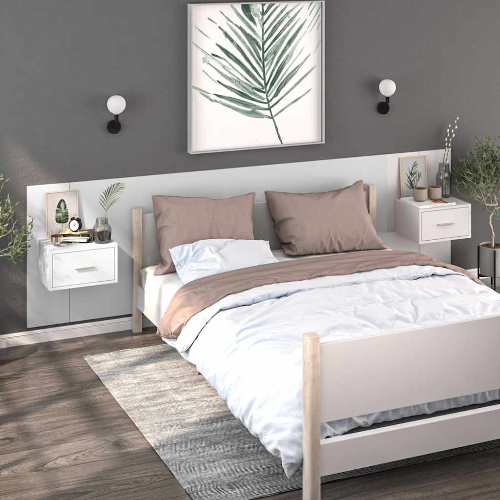 vidaXL Mesitas de noche de pared 2 unidades blancas