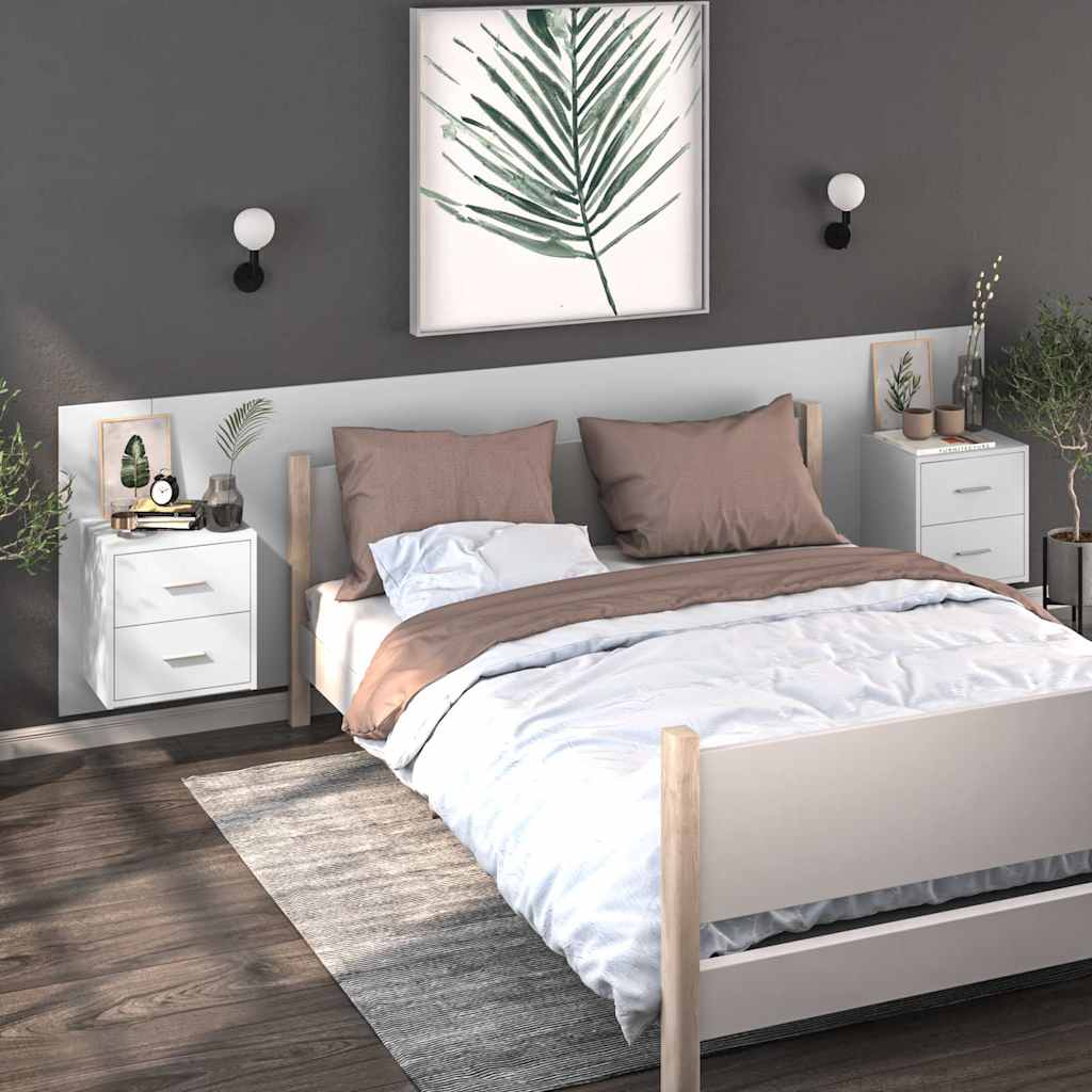 vidaXL Mesitas de noche de pared 2 unidades blancas