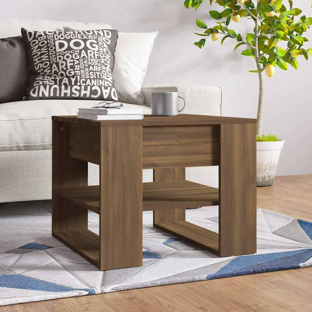vidaXL Mesa de centro madera de ingeniería roble marrón 55,5x55x45 cm