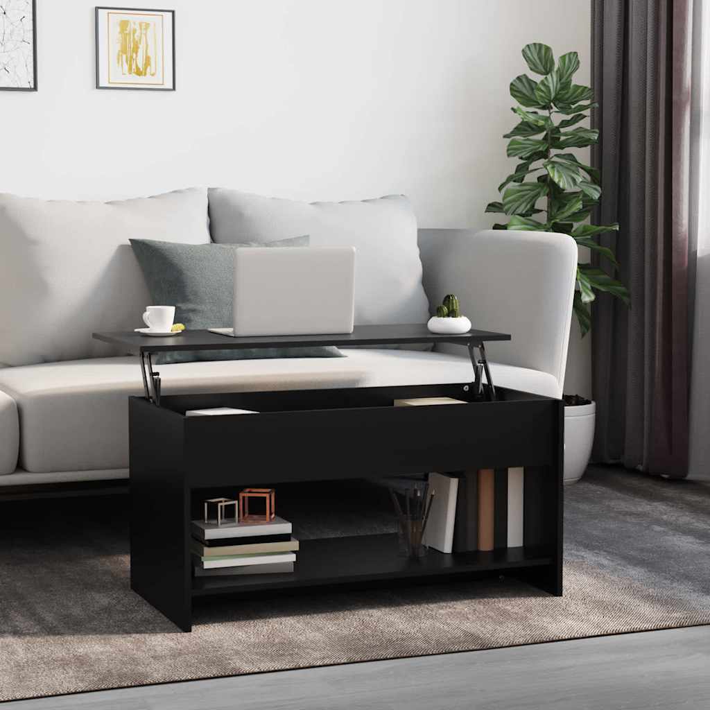 vidaXL Mesa de centro madera de ingeniería negro 102x50x52,5 cm