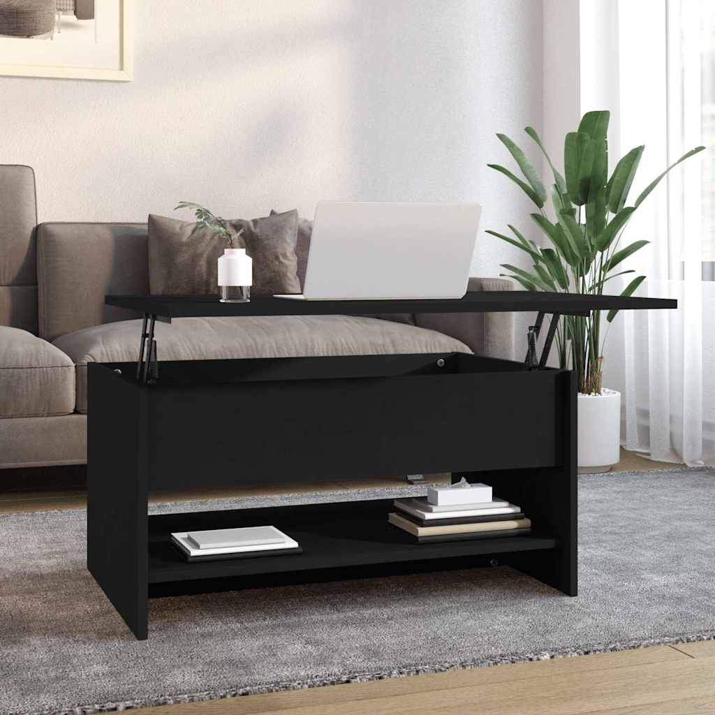 vidaXL Mesa de centro madera contrachapada negro 80x50x40 cm