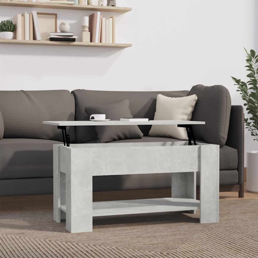 vidaXL Mesa de centro madera de ingeniería gris hormigón 101x49x52 cm