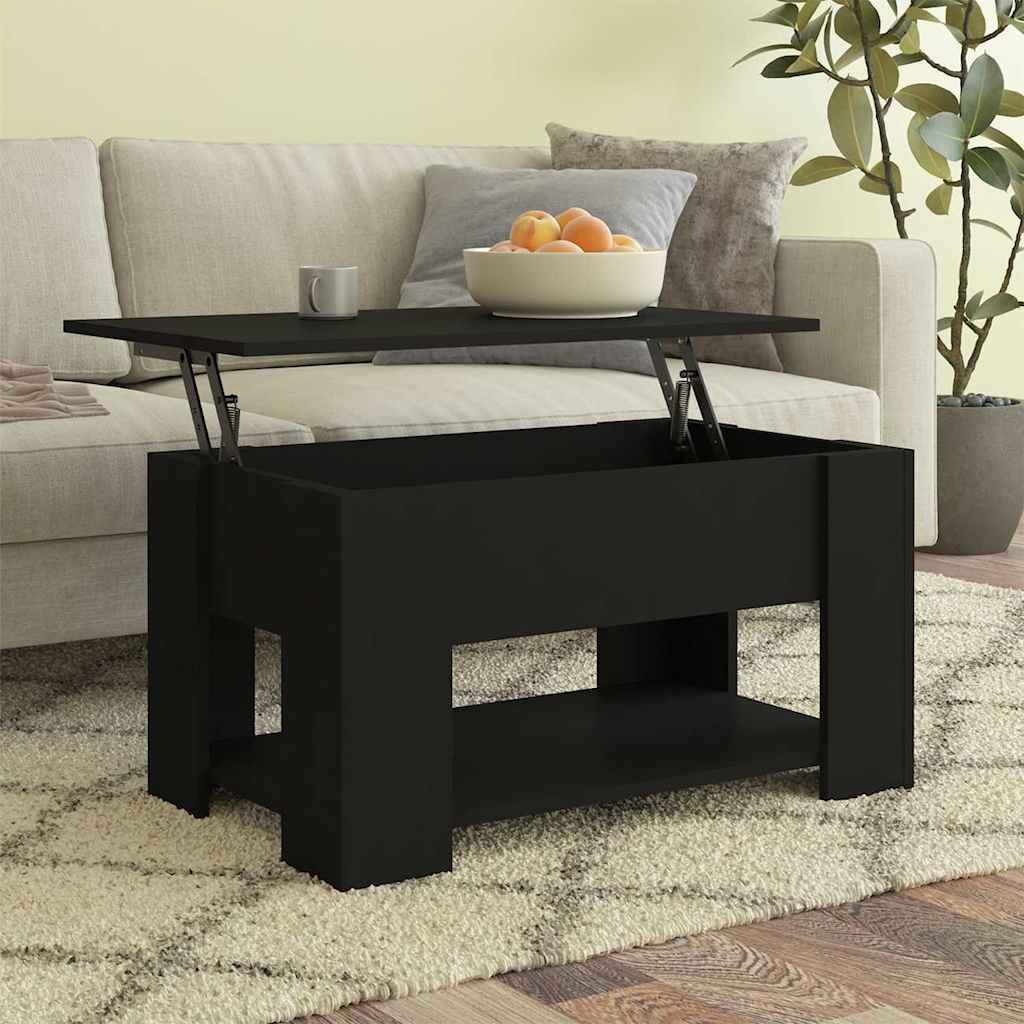 vidaXL Mesa de centro madera de ingeniería negra 79x49x41 cm