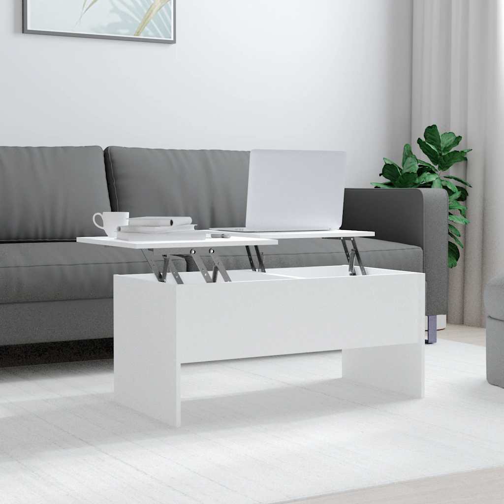 vidaXL Mesa de centro madera contrachapada blanco 102x50,5x46,5 cm