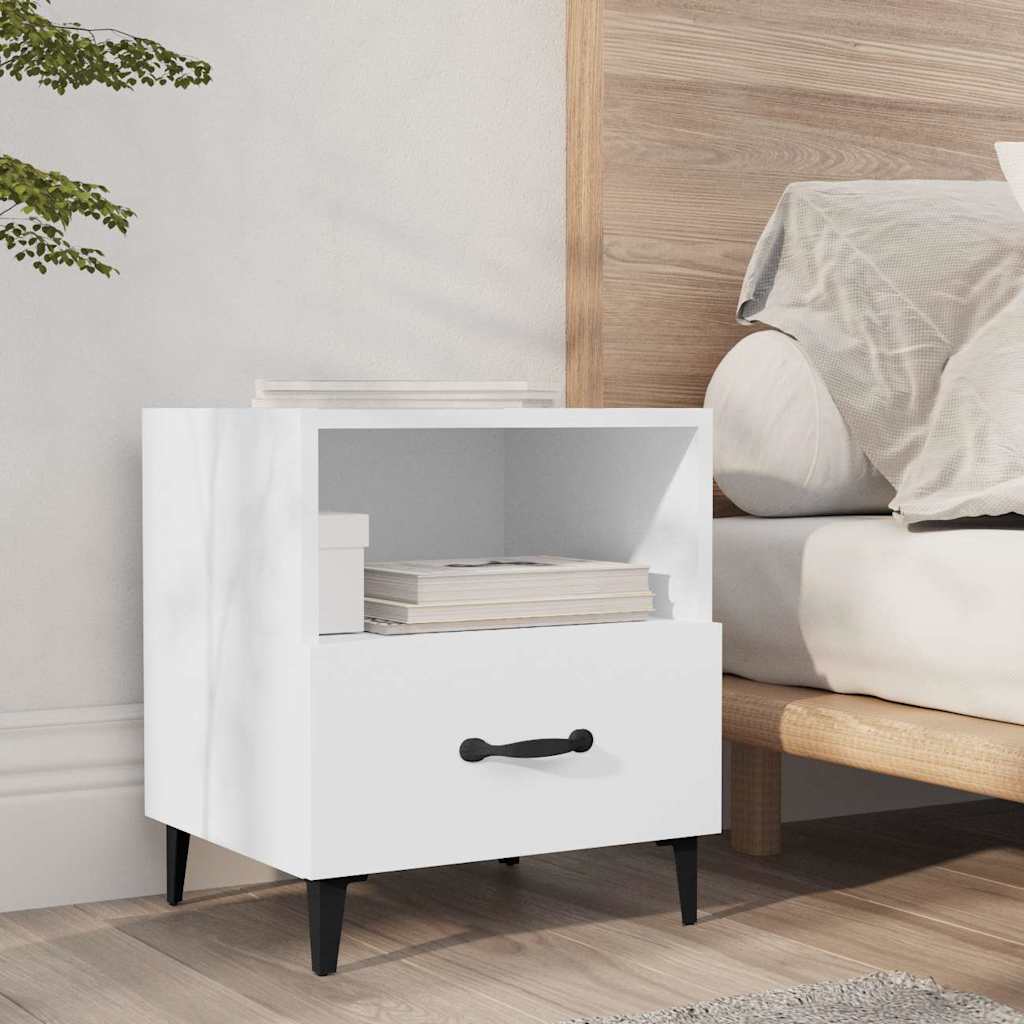 vidaXL Mesita de noche madera contrachapada blanco