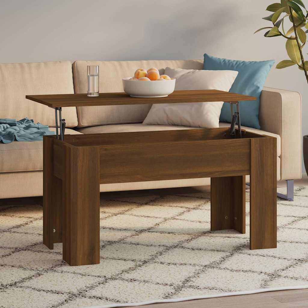 vidaXL Mesa de centro madera de ingeniería marrón roble 101x49x52 cm