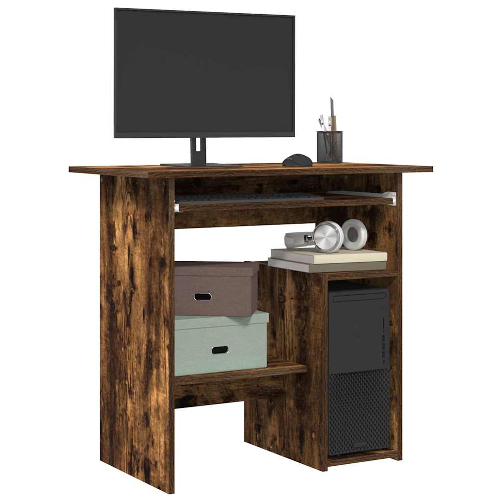 vidaXL Escritorio de madera contrachapada roble ahumado 80x45x74 cm