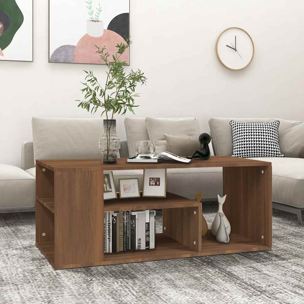 vidaXL Mesa de centro madera contrachapada roble marrón 100x50x40 cm