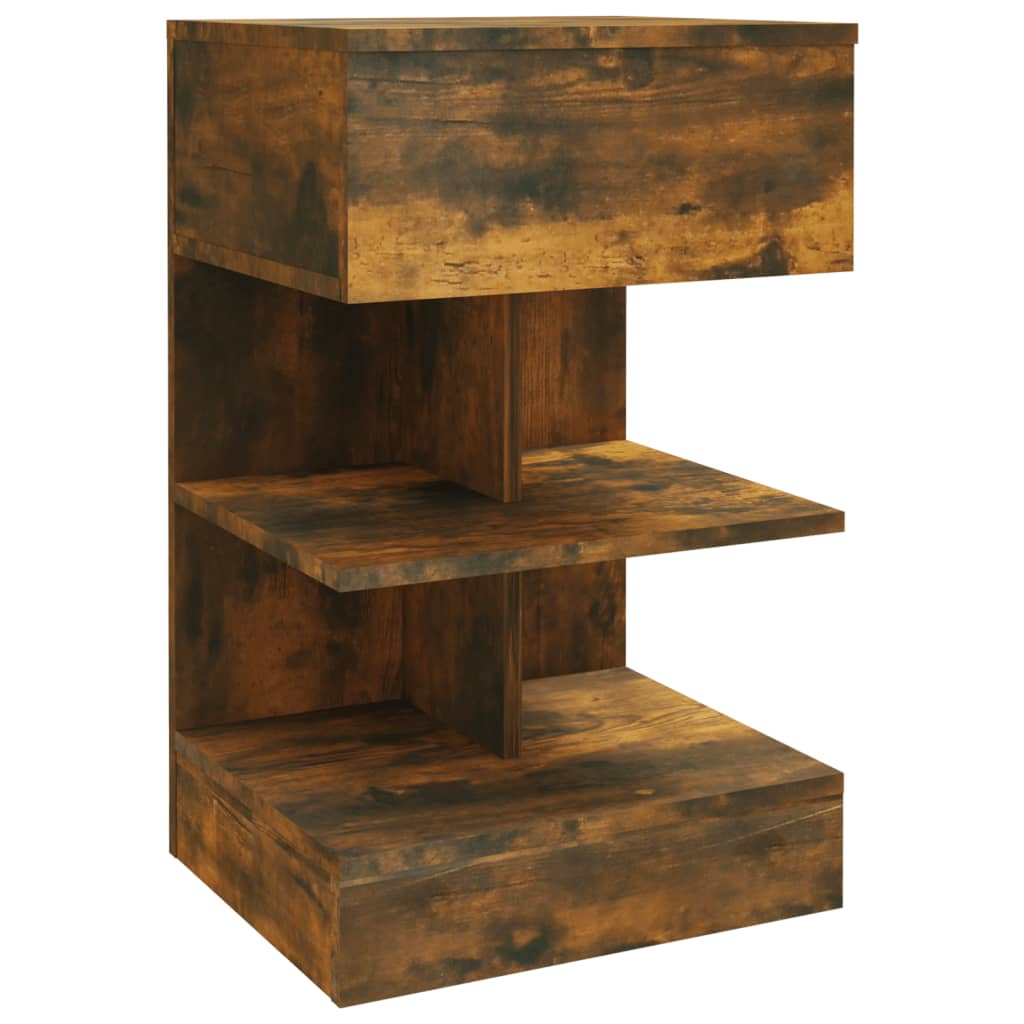 vidaXL Mesita de noche madera contrachapada roble ahumado 40x35x65 cm (2)