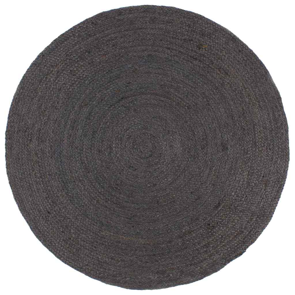 vidaXL Alfombra de yute tejida a mano redonda gris oscuro 210 cm