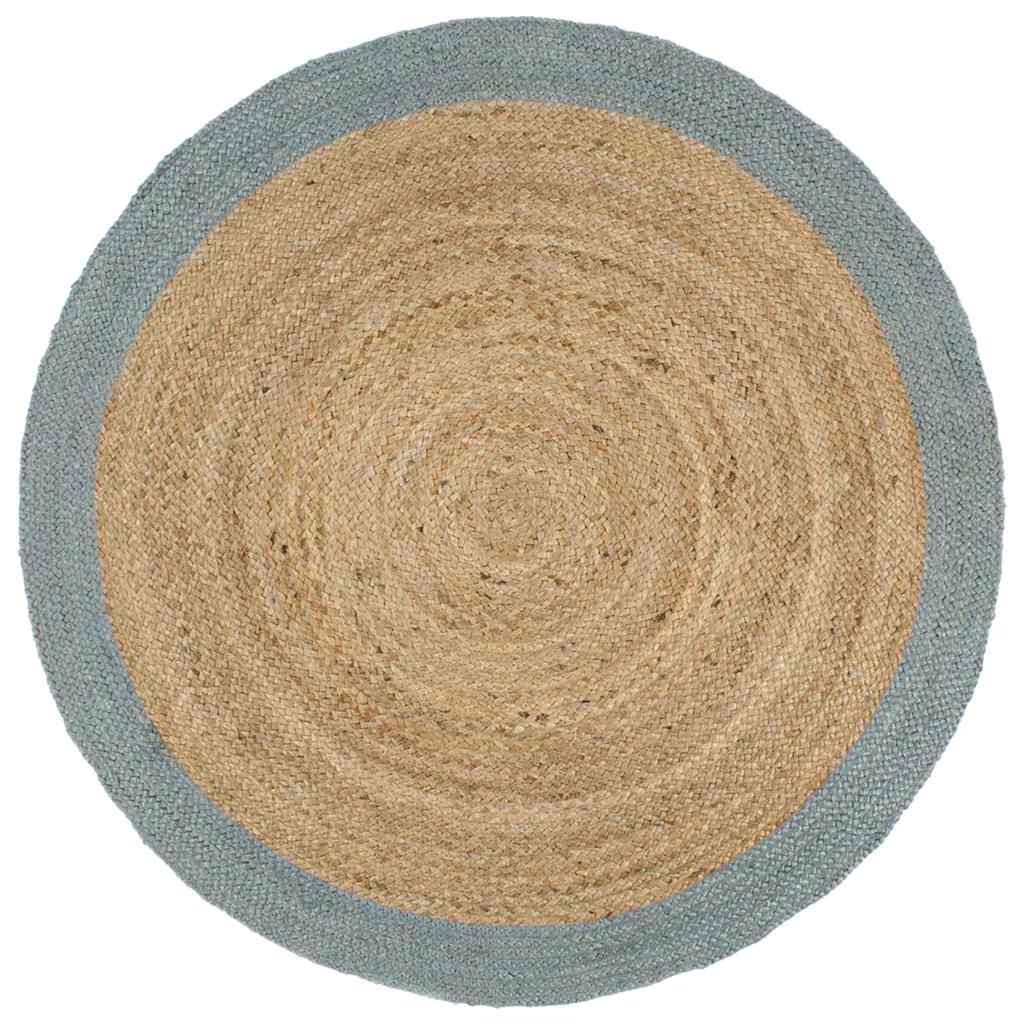 vidaXL Alfombra hecha a mano de yute con borde verde oliva 240 cm