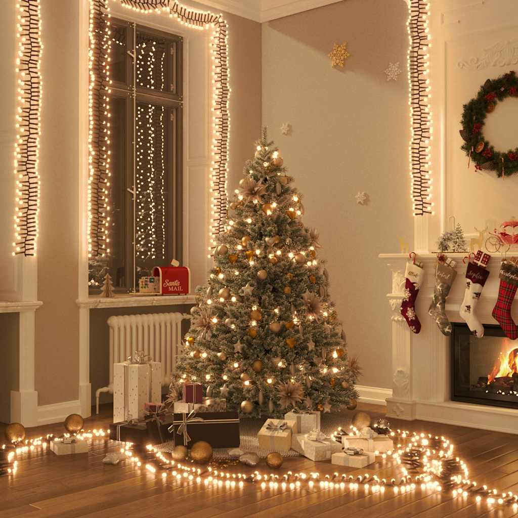 vidaXL Tira de luces de racimo con 2000 LEDs PVC blanco cálido