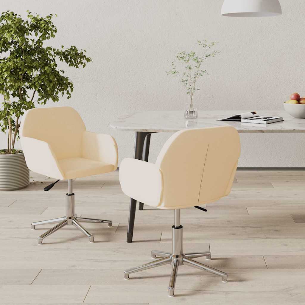 vidaXL Sillas de comedor giratorias 2 unidades tela color crema