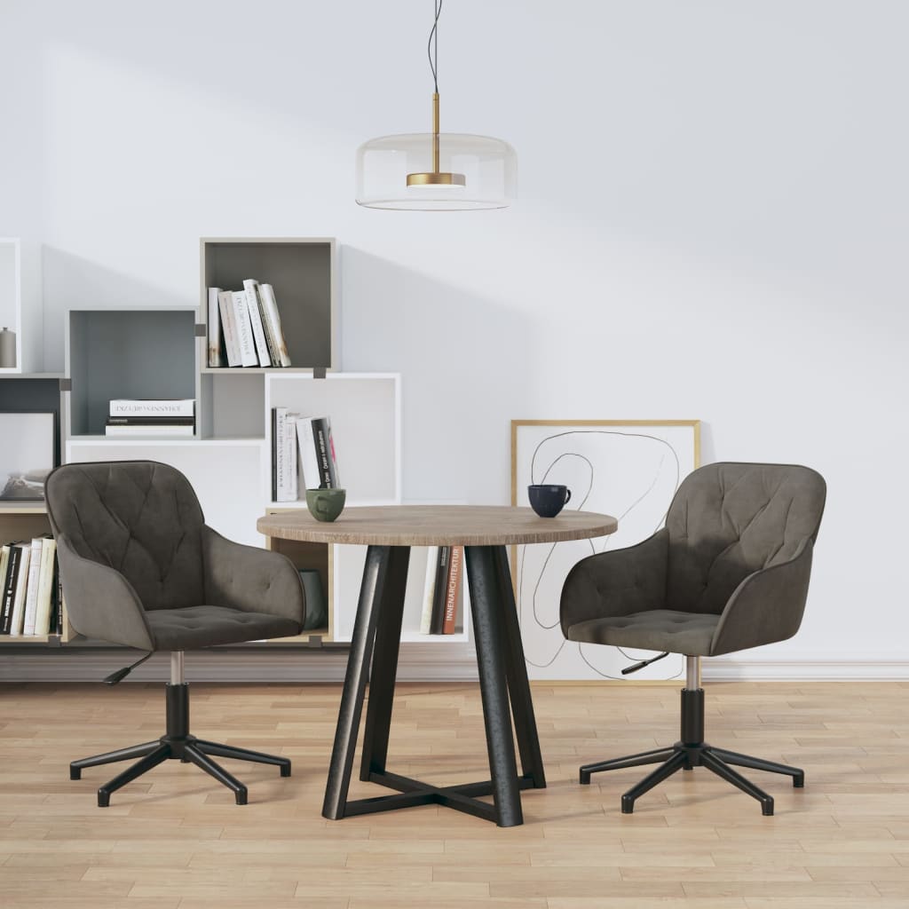 vidaXL Sillas de comedor giratorias 2 unidades terciopelo gris oscuro