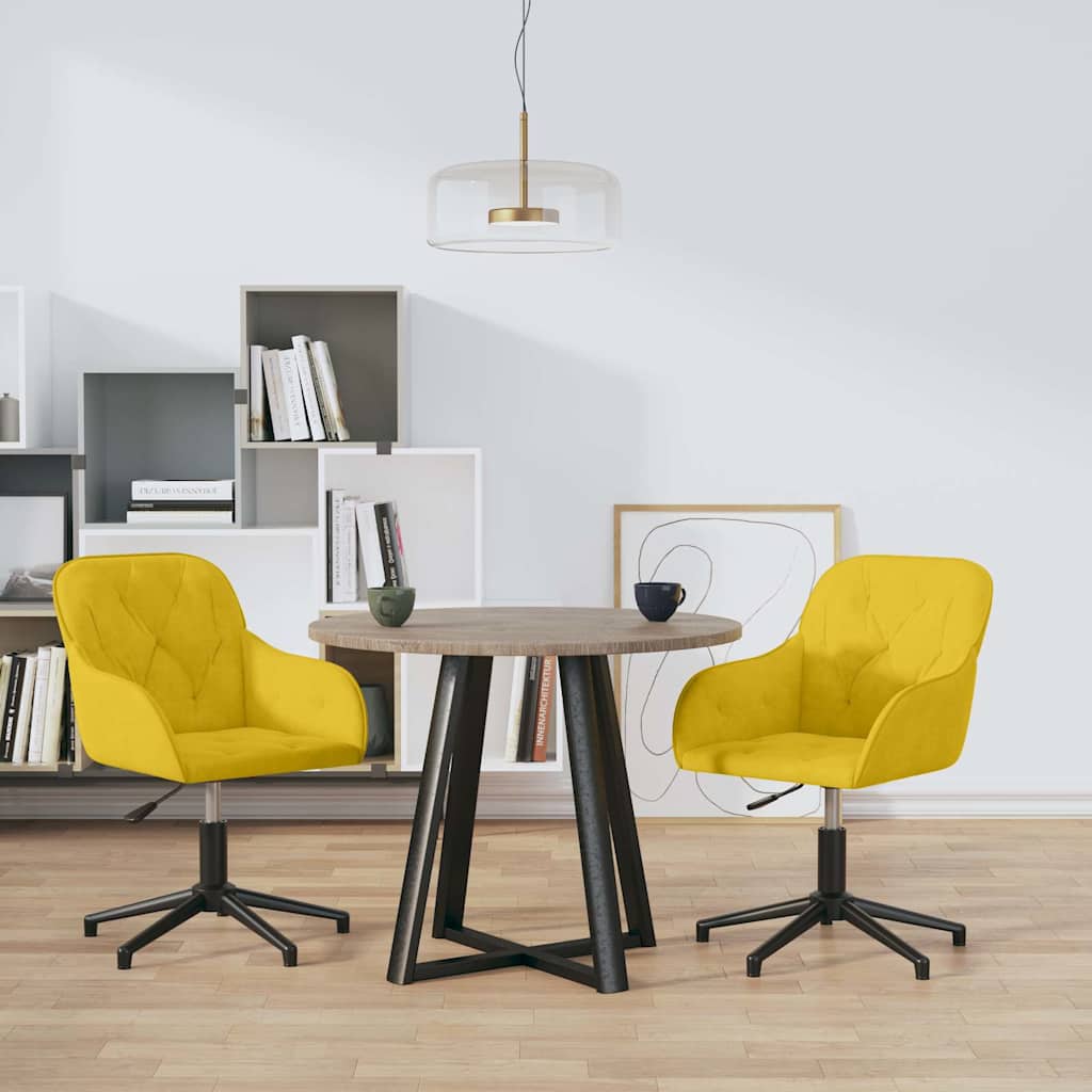 vidaXL Sillas de comedor giratorias 2 uds terciopelo amarillo
