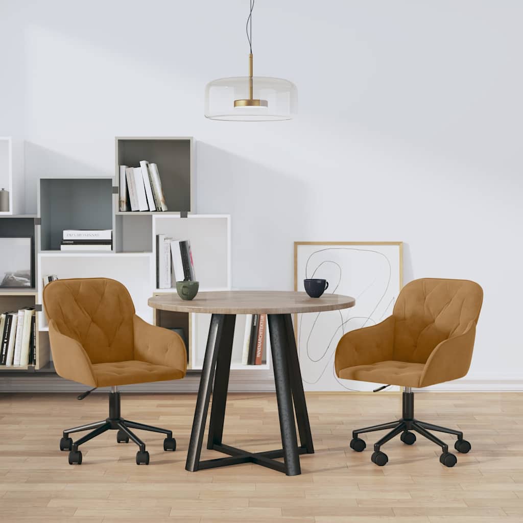 vidaXL Sillas de comedor giratorias 2 unidades terciopelo marrón