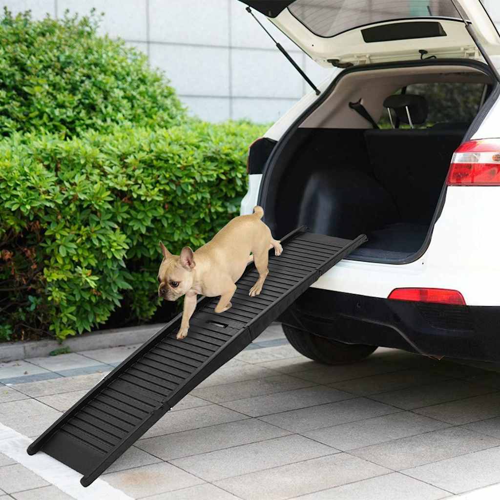 vidaXL Rampa plegable para perros plástico negro 153x40x12,5 cm