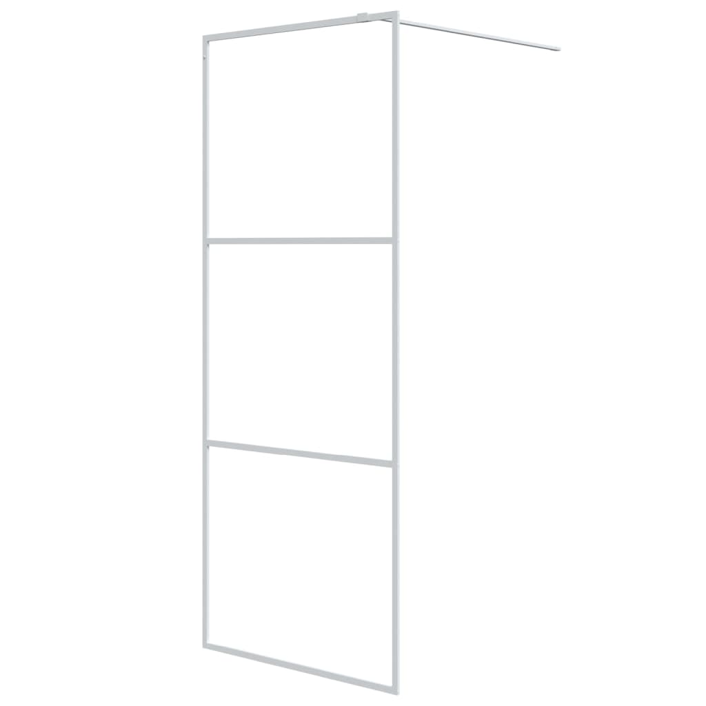 vidaXL Mampara de ducha vidrio ESG transparente blanco 80x195 cm (2)