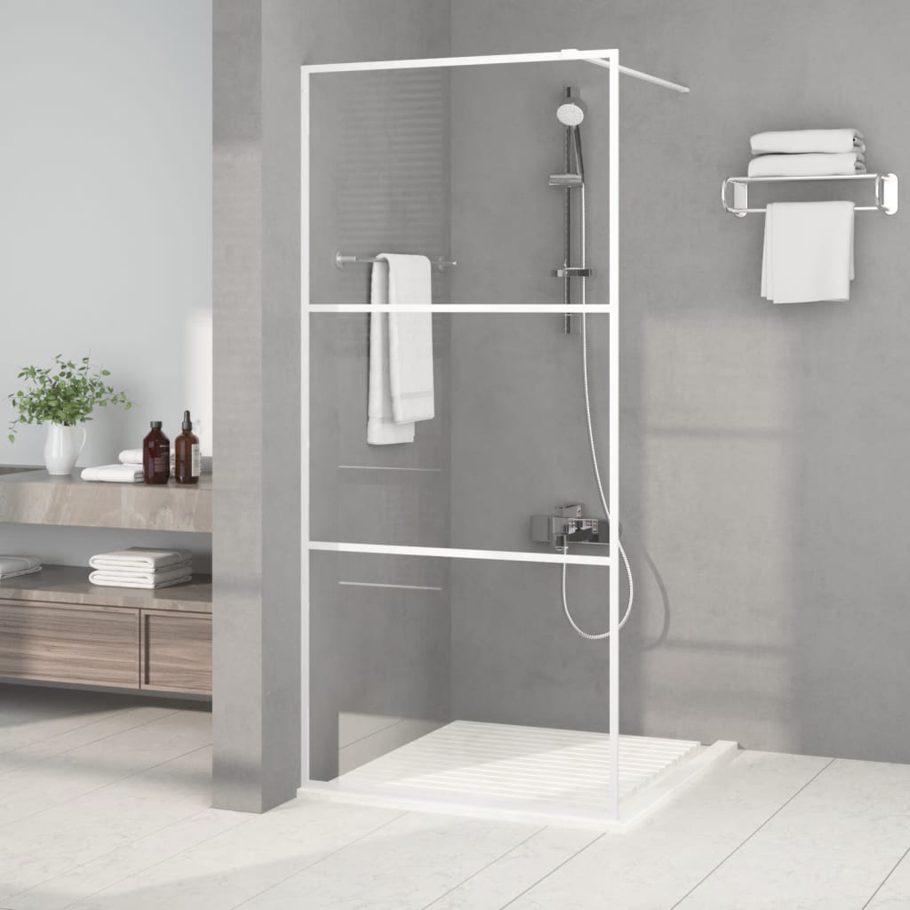 vidaXL Mampara de ducha vidrio ESG transparente blanco 90x195 cm