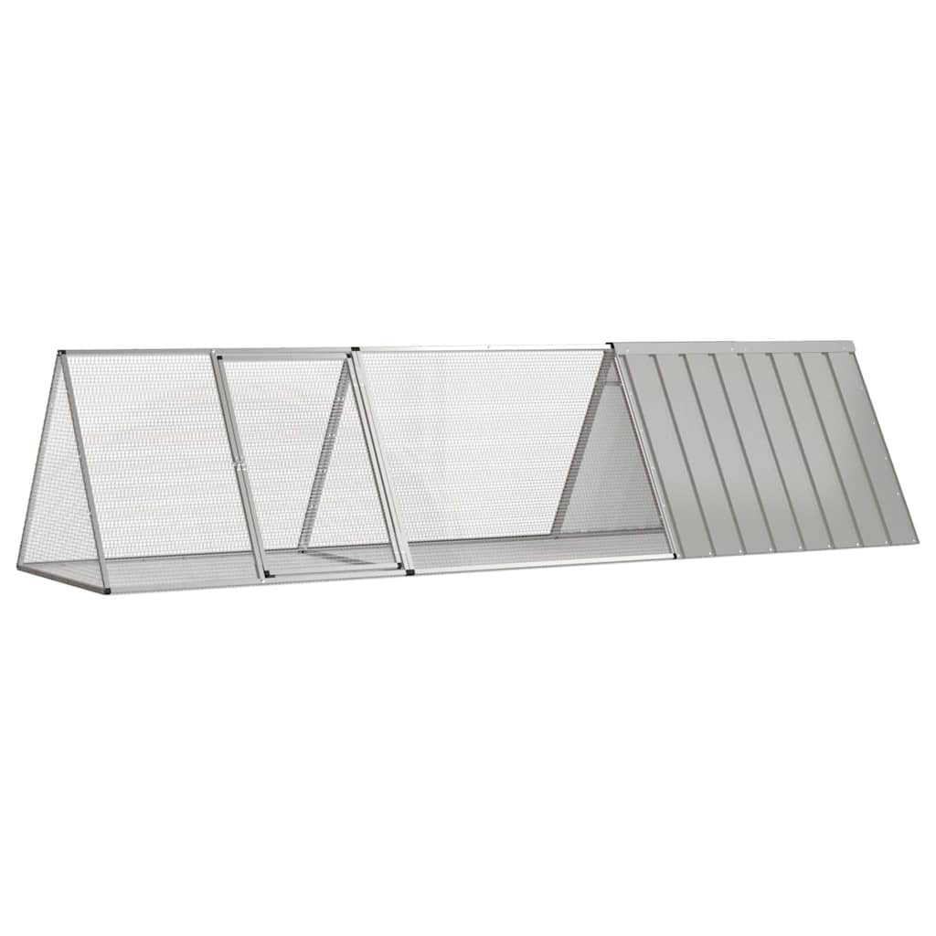 vidaXL Jaula para conejos de acero galvanizado, gris, 302,5 x 80,5 x 71 cm