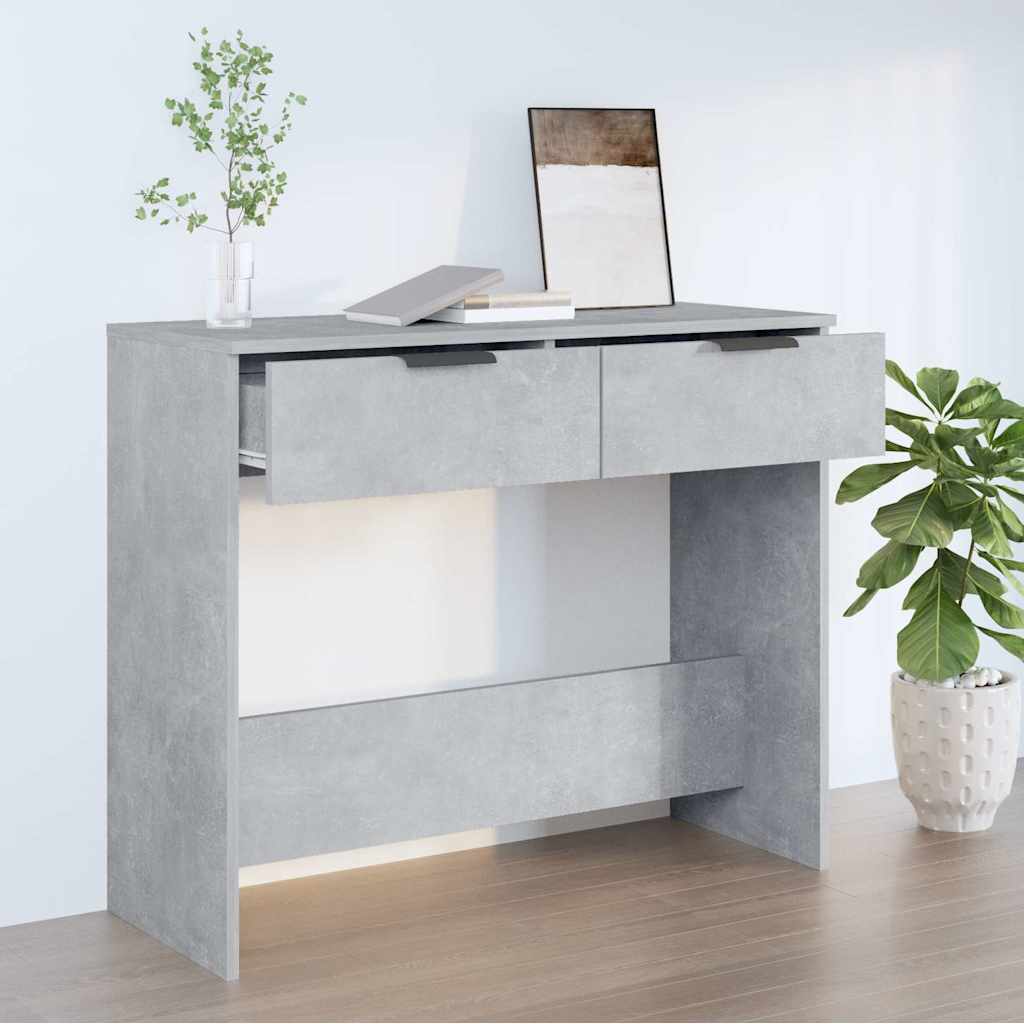 vidaXL Mesa consola de madera contrachapada gris hormigón 90x36x75 cm