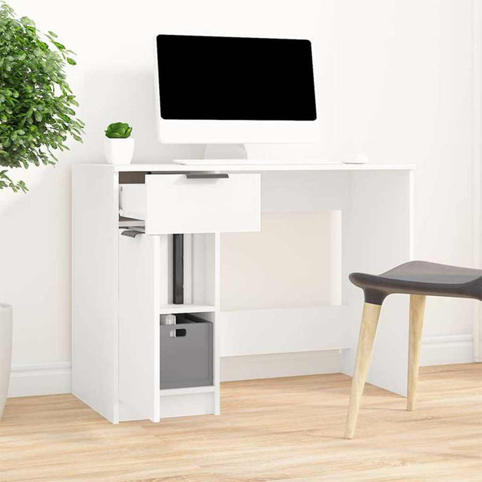 vidaXL Escritorio de madera contrachapada blanco 100x50x75 cm