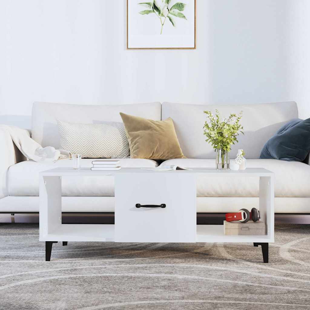 vidaXL Mesa de centro madera contrachapada blanco 102x50x40 cm