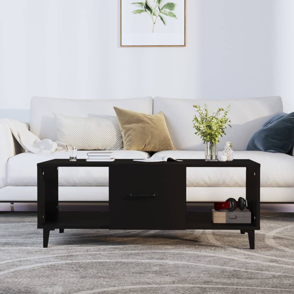 vidaXL Mesa de centro madera contrachapada negro 102x50x40 cm