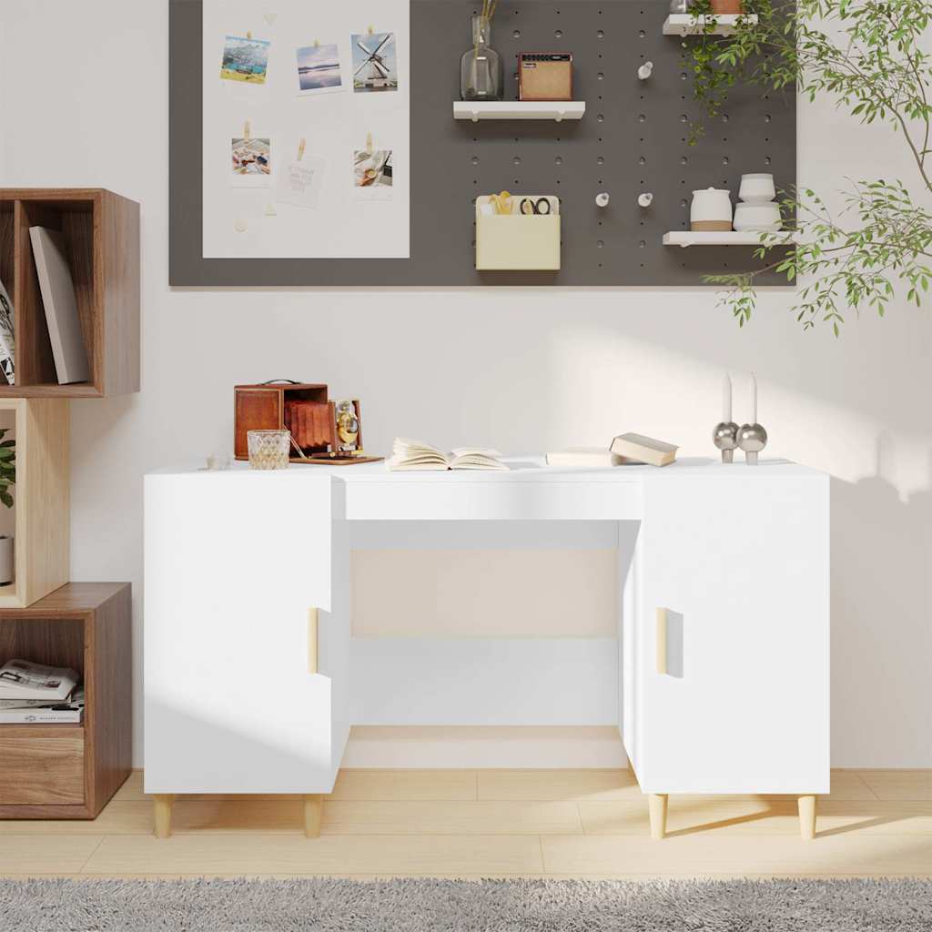 vidaXL Escritorio de madera contrachapada blanco 140x50x75 cm