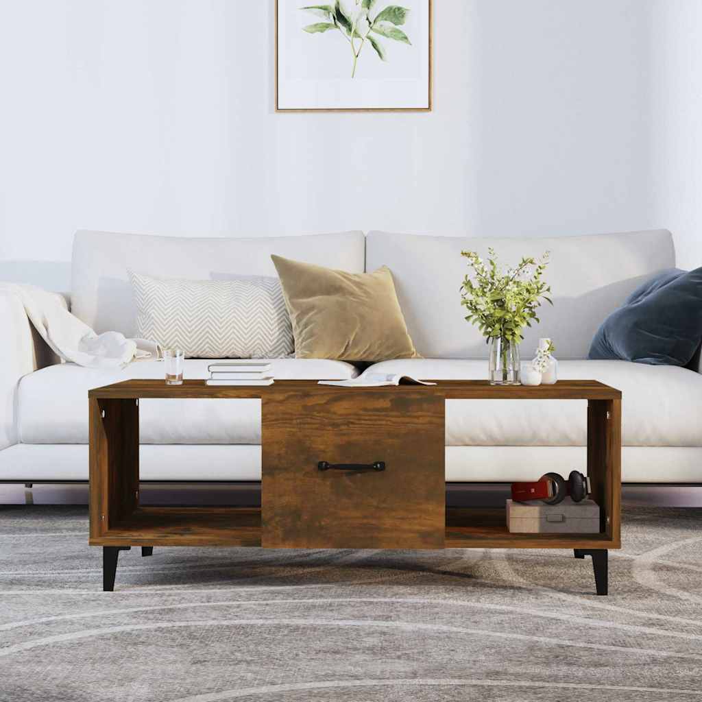 vidaXL Mesa de centro madera contrachapada roble ahumado 102x50x40 cm