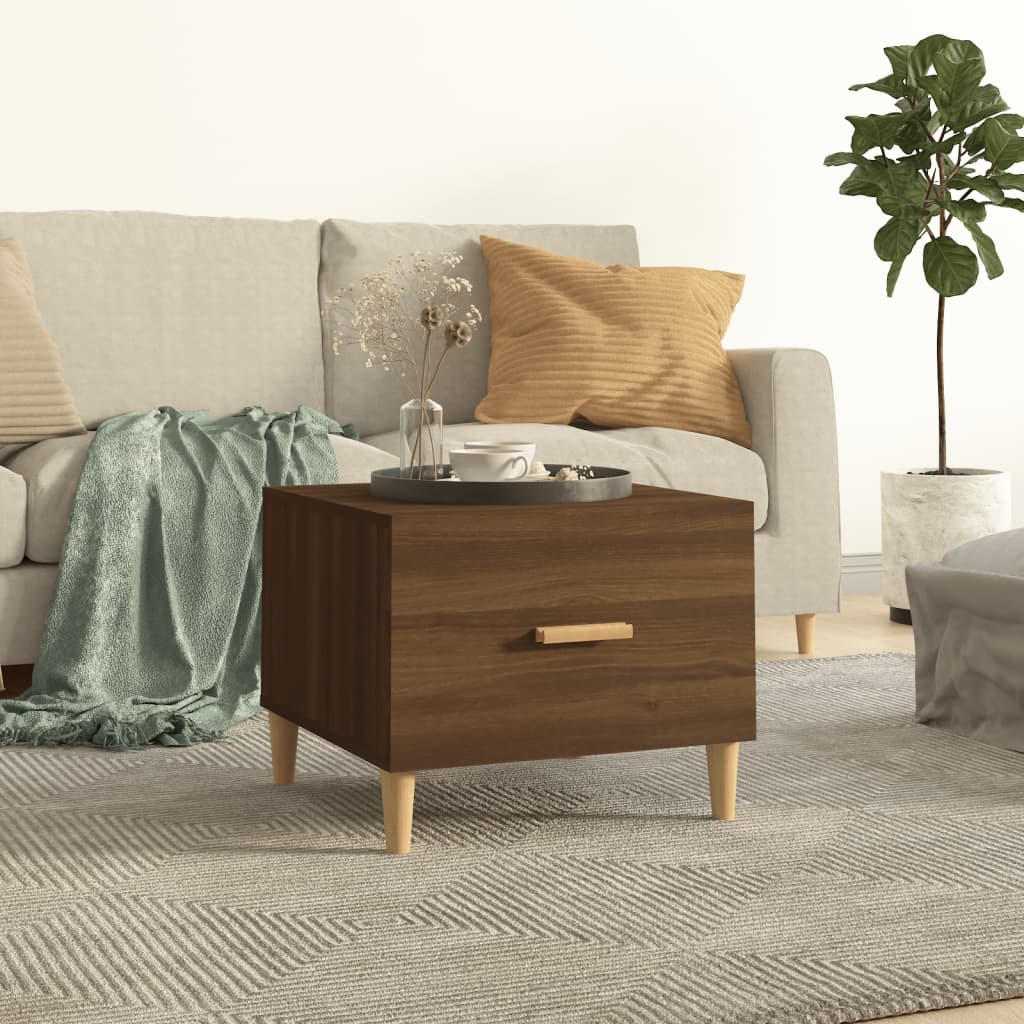 vidaXL Mesa de centro madera contrachapada roble marrón 50x50x40 cm