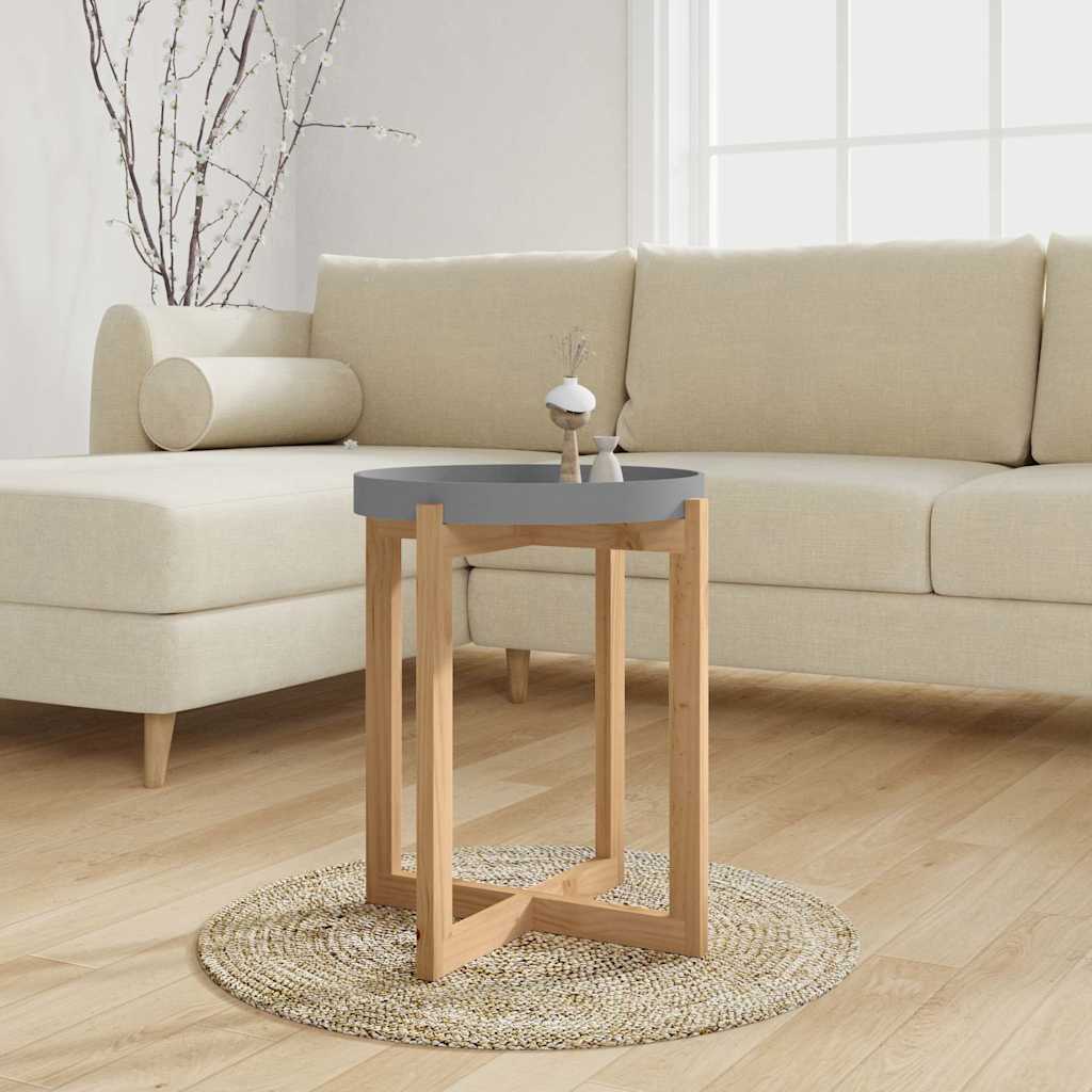 vidaXL Mesa de centro madera contrachapada y de pino gris 41x41x48,5cm