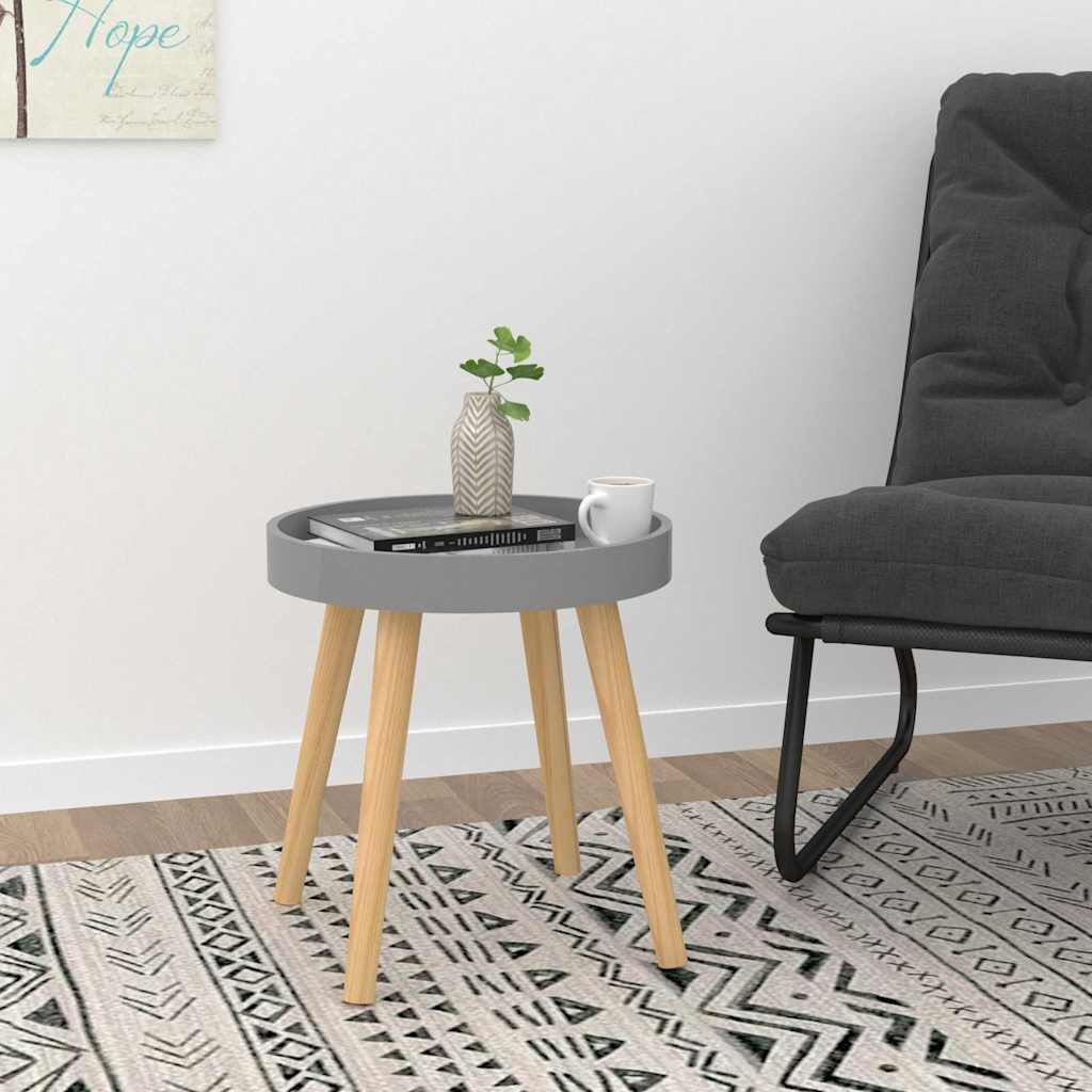 vidaXL Mesa auxiliar madera contrachapada y pino gris 38x38x40 cm