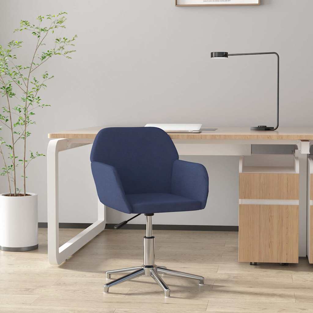 vidaXL Silla de oficina giratoria de tela azul