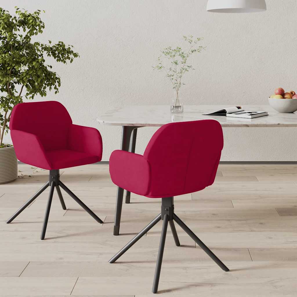 vidaXL Sillas de comedor giratorias 2 unidades terciopelo rojo tinto