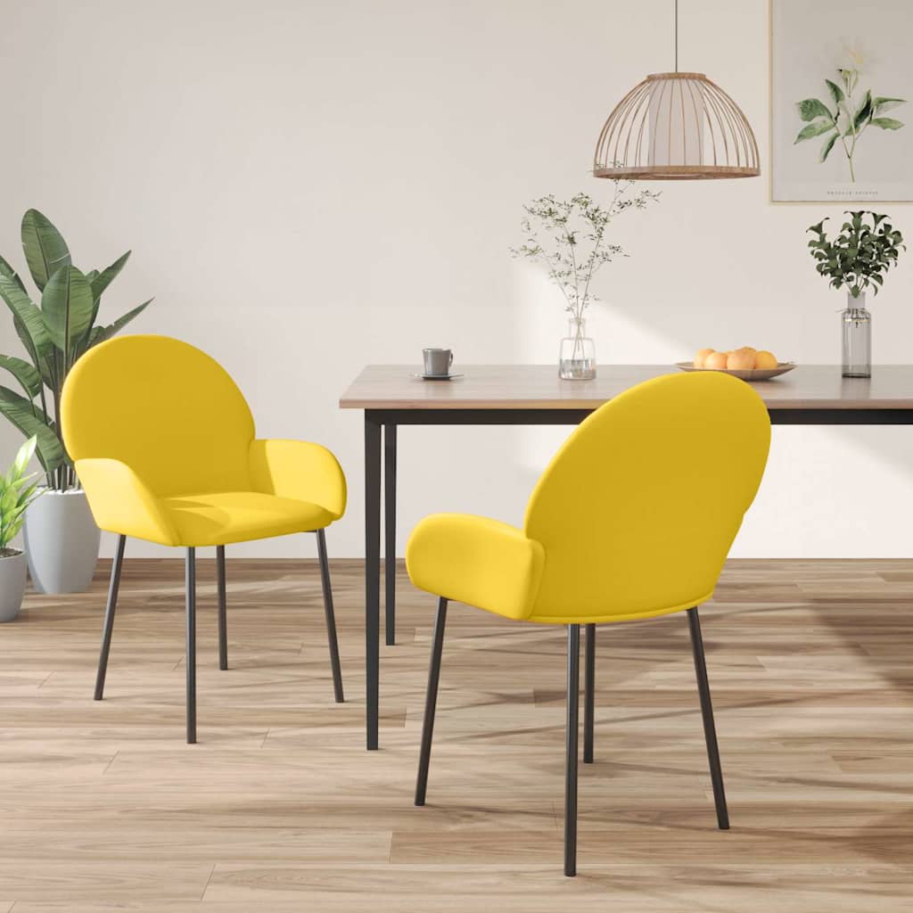 vidaXL Sillas de comedor 2 unidades terciopelo amarillo