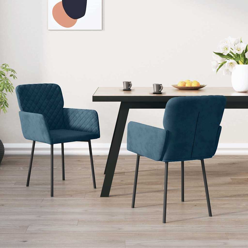 vidaXL Sillas de comedor 2 unidades terciopelo azul