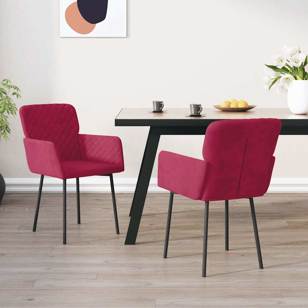 vidaXL Sillas de comedor 2 unidades terciopelo rojo tinto