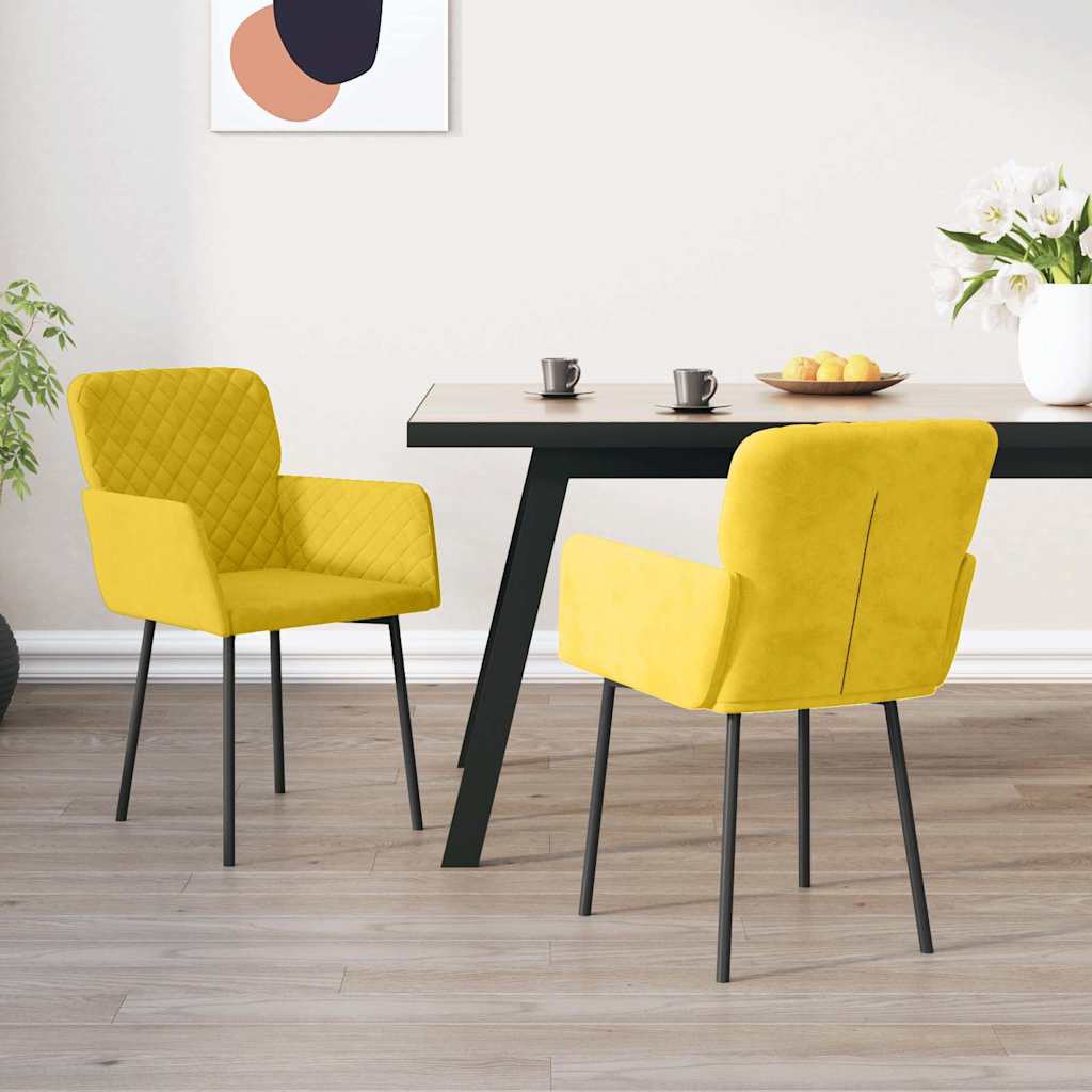 vidaXL Sillas de comedor 2 unidades terciopelo amarillo