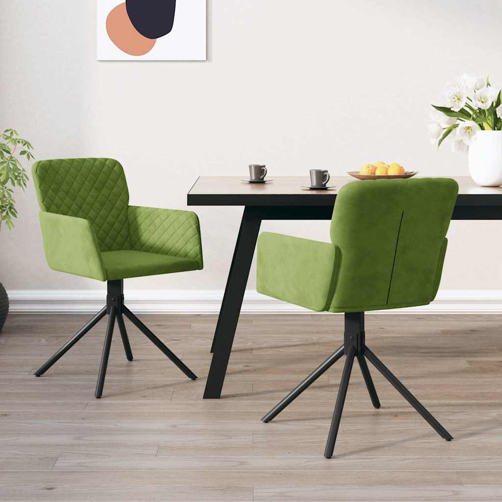 vidaXL Sillas de comedor giratorias 2 unidades terciopelo verde claro