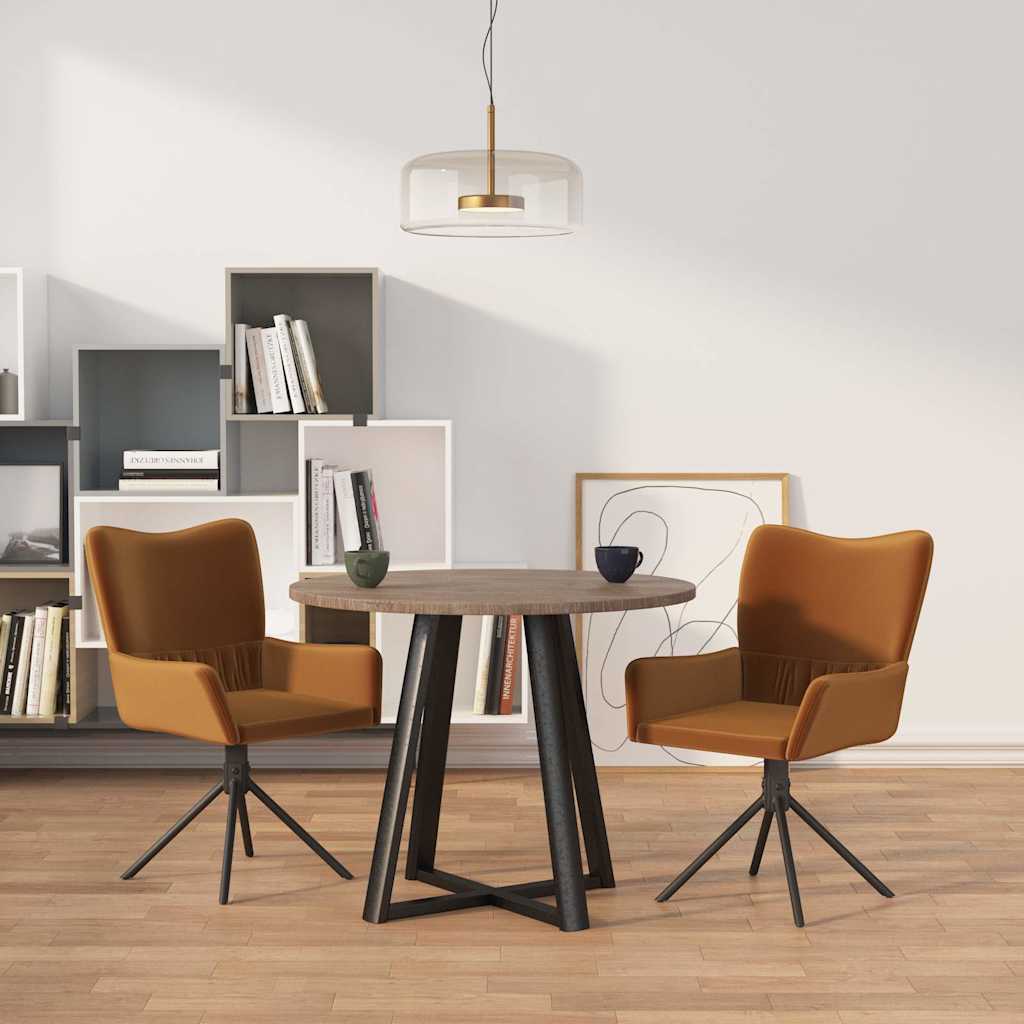 vidaXL Sillas de comedor giratorias 2 unidades terciopelo marrón