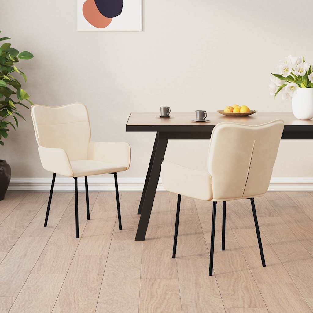 vidaXL Sillas de comedor 2 unidades terciopelo crema