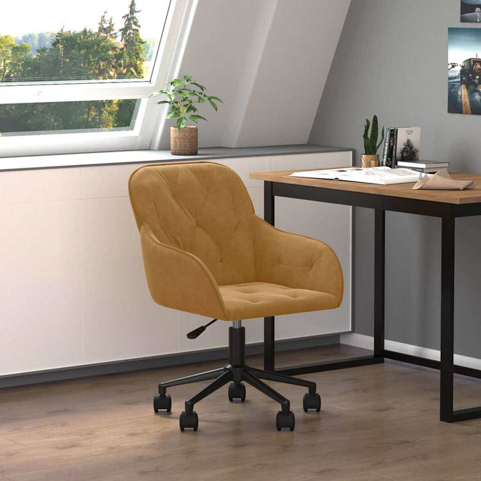 vidaXL Silla de oficina giratoria de terciopelo marrón