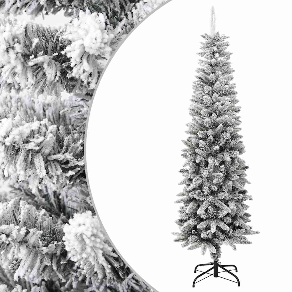 vidaXL Árbol de Navidad artificial estrecho con nieve PVC y PE 180 cm