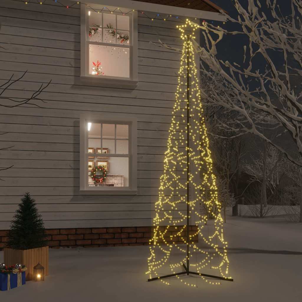 vidaXL Árbol de Navidad cónico blanco cálido, 500 LED, 100 x 300 cm